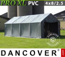 Zelthalle PRO 4x8x2,5x3,6m, PVC, Grau